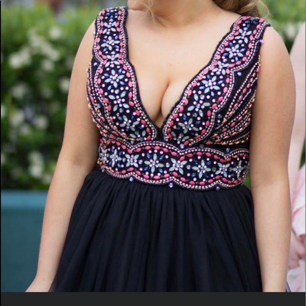 Black full length prom dress